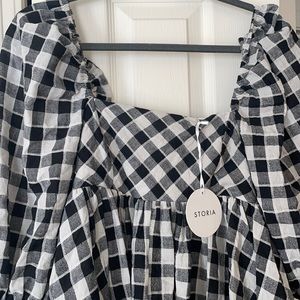 Storia Black and White Plaid Dress Sz Small  NWT